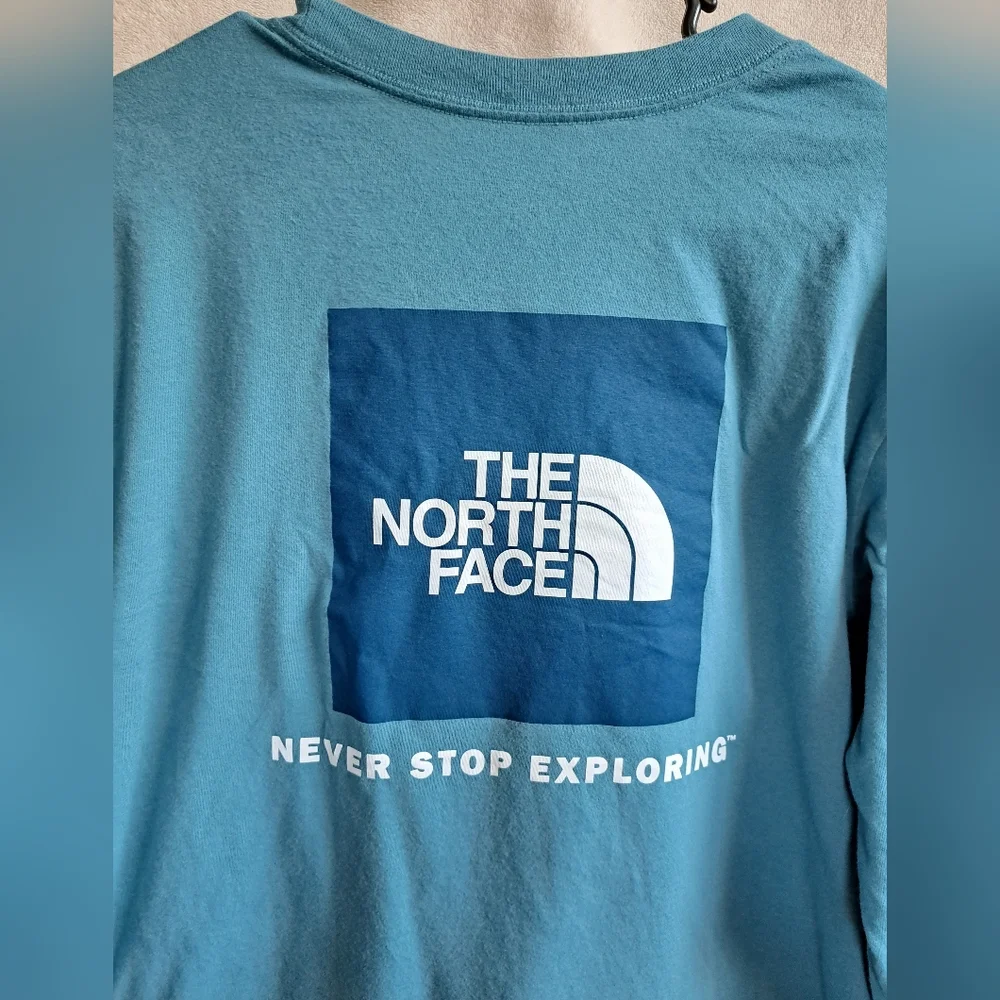 The North Face Long Sleeve Tee in Teal with White Logo